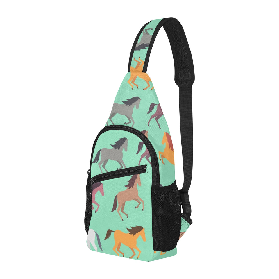 Colorful horses pattern All Over Print Chest Bag