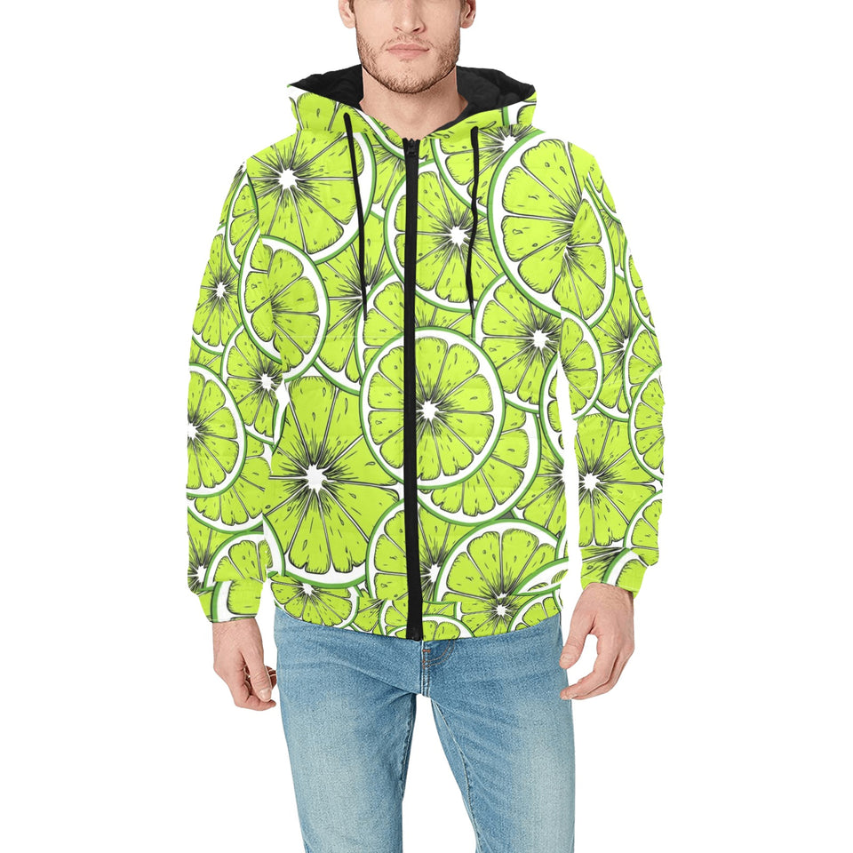 Slices of Lime design pattern Men's Padded Hooded Jacket