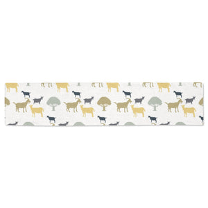 Silhouettes of goat and tree pattern Table Runner