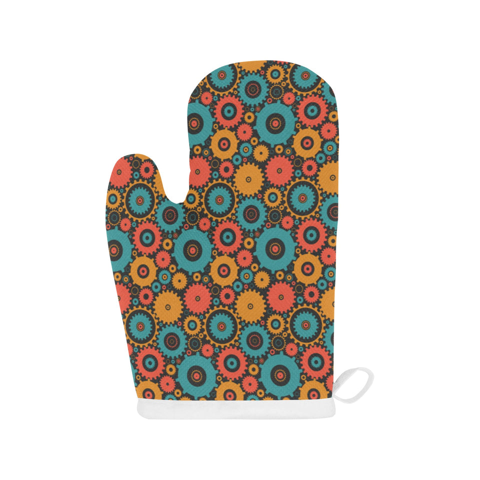 Gear Pattern Print Design 01 Heat Resistant Oven Mitts