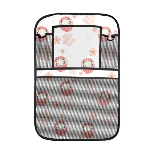 Daruma japanese wooden doll cherry blossom flower Car Seat Back Organizer