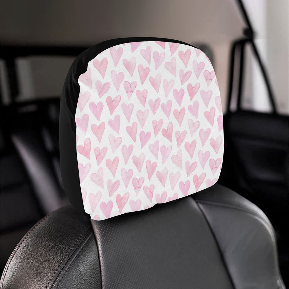 Watercolor pink heart pattern Car Headrest Cover