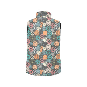 Gear Pattern Print Design 05 Women's Padded Vest