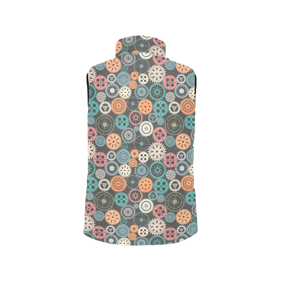 Gear Pattern Print Design 05 Women's Padded Vest