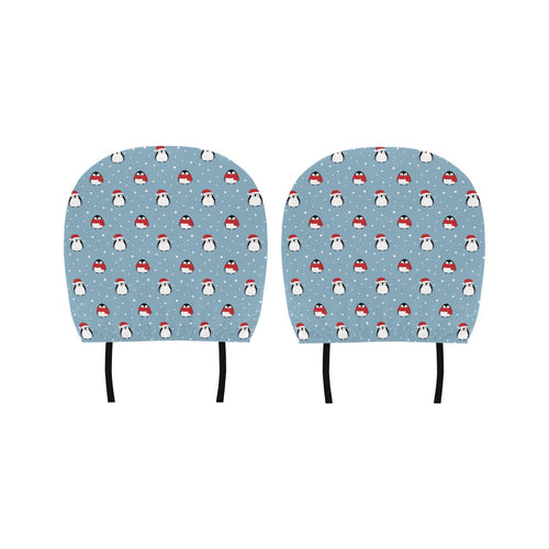 Cute penguin christmas snow pattern Car Headrest Cover