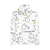 Siberian Husky design pattern Men's Padded Hooded Jacket