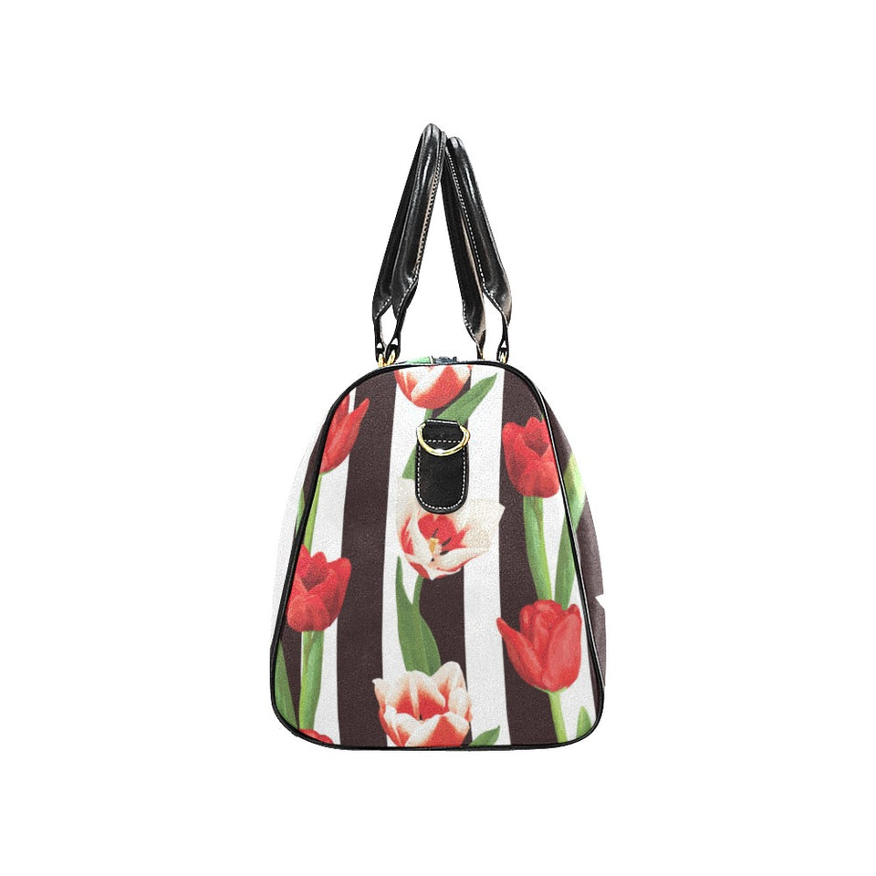 red and white tulips pattern Travel Bag