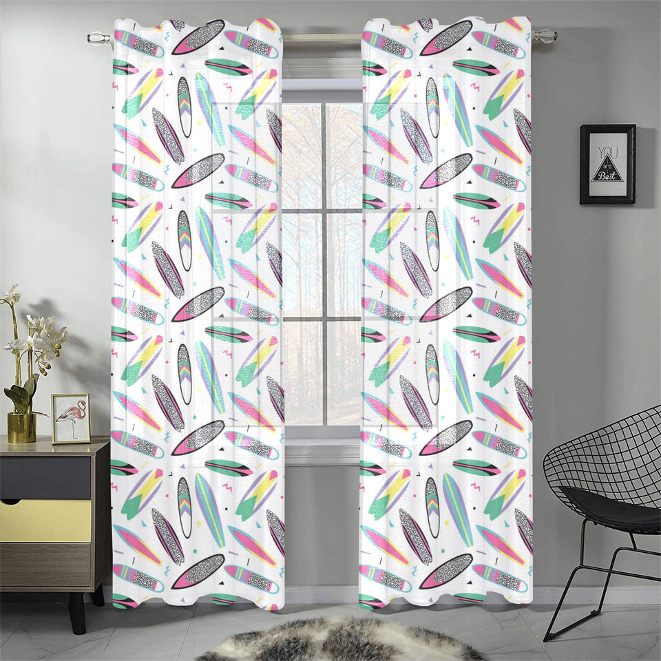 Surfboard Pattern Print Design 04 Gauze Curtain