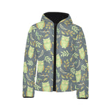 Cute owls leaves pattern Kids' Boys' Girls' Padded Hooded Jacket