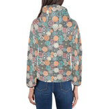 Gear Pattern Print Design 05 Women's Padded Hooded Jacket
