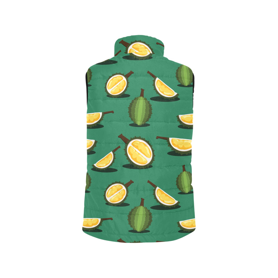 Durian pattern green background Women's Padded Vest