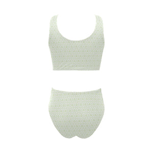Cucumber pattern background Chest Bowknot High Waisted Bikini Swimsuit