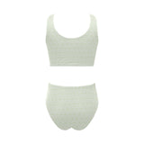 Cucumber pattern background Chest Bowknot High Waisted Bikini Swimsuit