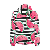 Watercolor paint textured watermelon pieces Men's Padded Hooded Jacket