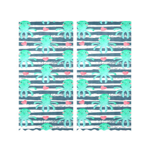 Cute octopuses heart striped background Gauze Curtain