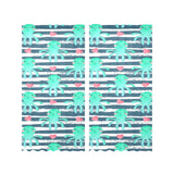 Cute octopuses heart striped background Gauze Curtain