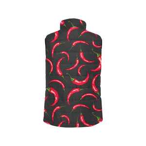 Chili peppers pattern black background Men's Padded Vest