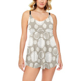 Scallop shell pattern Chest Sexy Pleated Two Piece Swim Dress