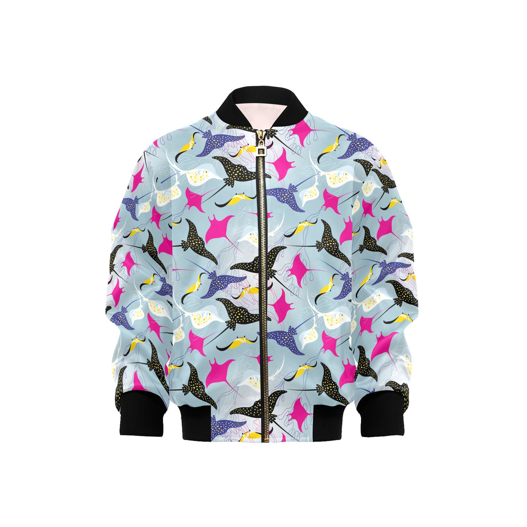Stingray Pattern Print Design 01 Kids' Boys' Girls' Bomber Jacket