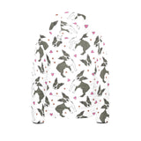 Boston terrier dog hearts vector pattern Kids' Boys' Girls' Padded Hooded Jacket