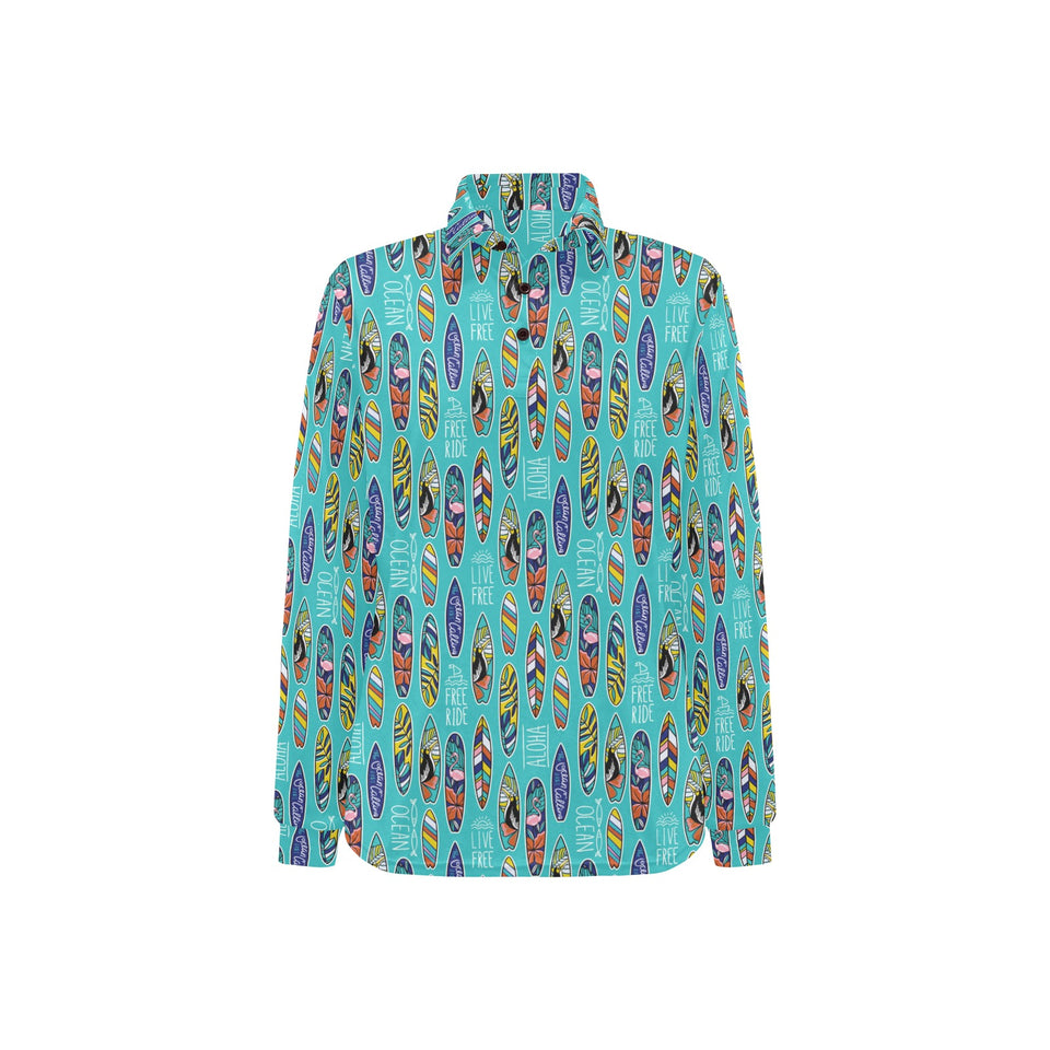 Surfboard Pattern Print Design 05 Women's Long Sleeve Polo Shirt