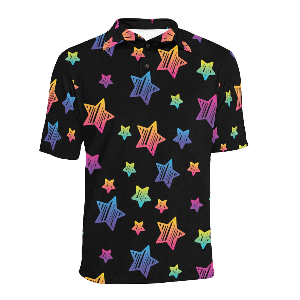 Colorful star pattern Men's All Over Print Polo Shirt