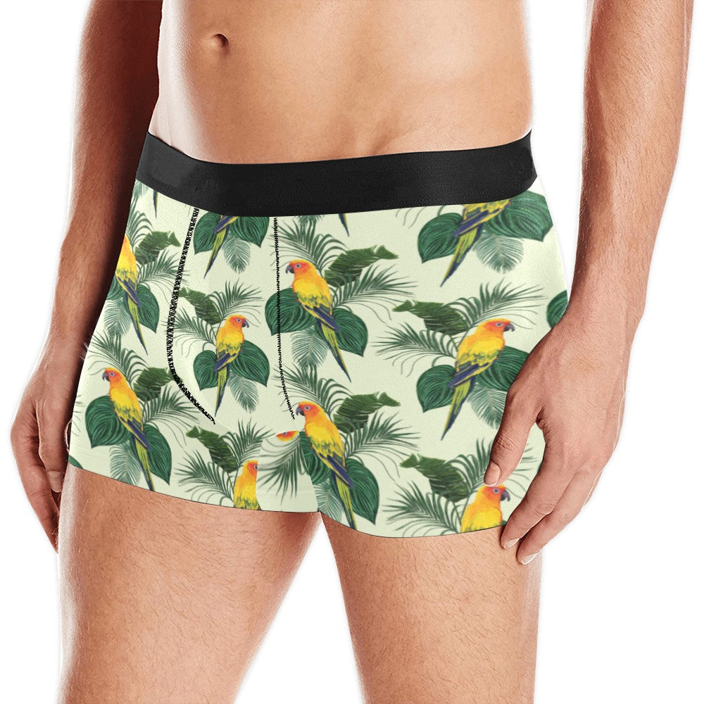 Beautiful parrot palm leaves pattern Men's All Over Print Boxer Briefs Men's Underwear