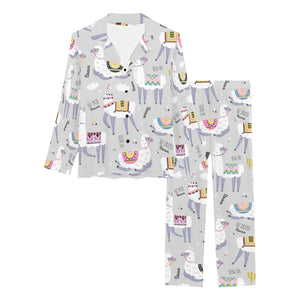 Cute Llama Alpaca pattern Women's Long Pajama Set