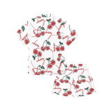 Hand drawn cherry pattern Kids' Boys' Girls' V-Neck Short Pajama Set