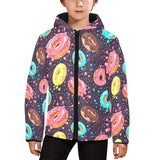 Colorful donut glaze pattern Kids' Boys' Girls' Padded Hooded Jacket