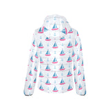 Sailboat anchor pattern Women's Padded Hooded Jacket