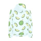 Durian pattern blue background Men's Padded Hooded Jacket