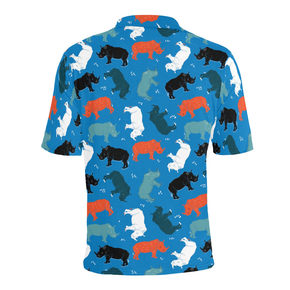 Colorful rhino pattern Men's All Over Print Polo Shirt
