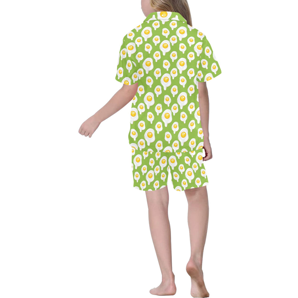 Fried Eggs Pattern Print Design 01 Kids' Boys' Girls' V-Neck Short Pajama Set