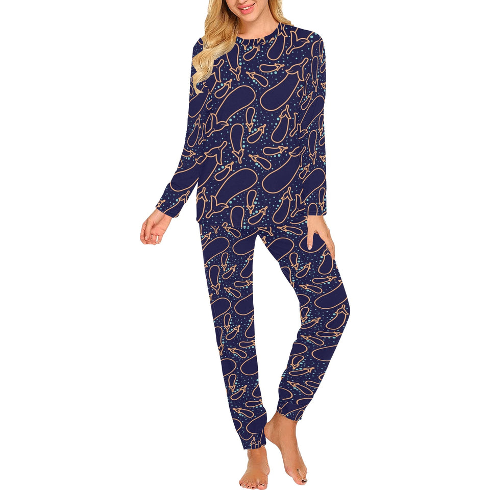 Eggplant Pattern Print Design 04 Women's All Over Print Pajama Set