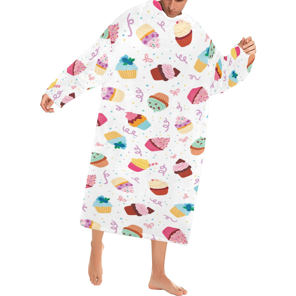 Cake cupcake design pattern Blanket Robe with Sleeves
