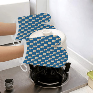 Golden Retriever Pattern Print Design 03 Heat Resistant Oven Mitts