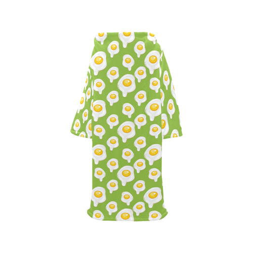 Fried Eggs Pattern Print Design 01 Blanket Robe with Sleeves