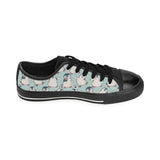 Cute Penguin pattern Men's Low Top Canvas Shoes Black