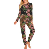 Horse head wild roses pattern Women's All Over Print Pajama Set