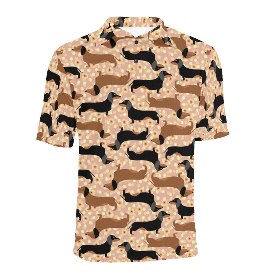 Dachshund decorative background Men's All Over Print Polo Shirt