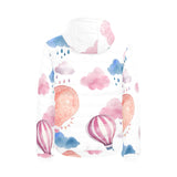 Watercolor air balloon cloud pattern Men's Padded Hooded Jacket