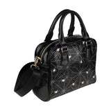Spider web design pattern Black background white c Shoulder Handbag