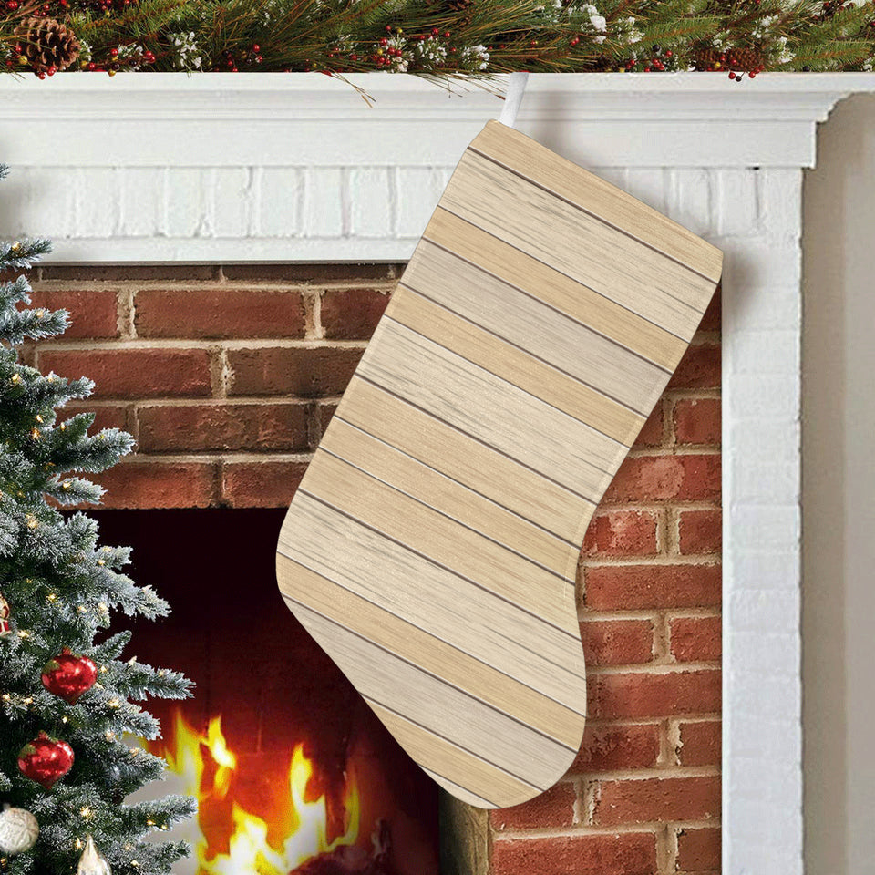 Wood Printed Pattern Print Design 01 Christmas Stocking