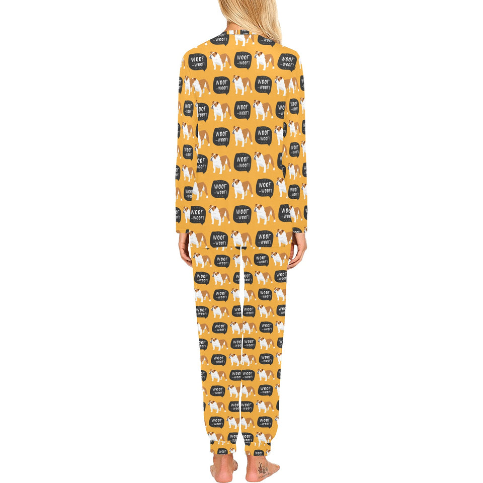 English Bulldog Pattern Print Design 04 Women's All Over Print Pajama Set