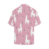 Llama Alpaca pink background Men's All Over Print Hawaiian Shirt
