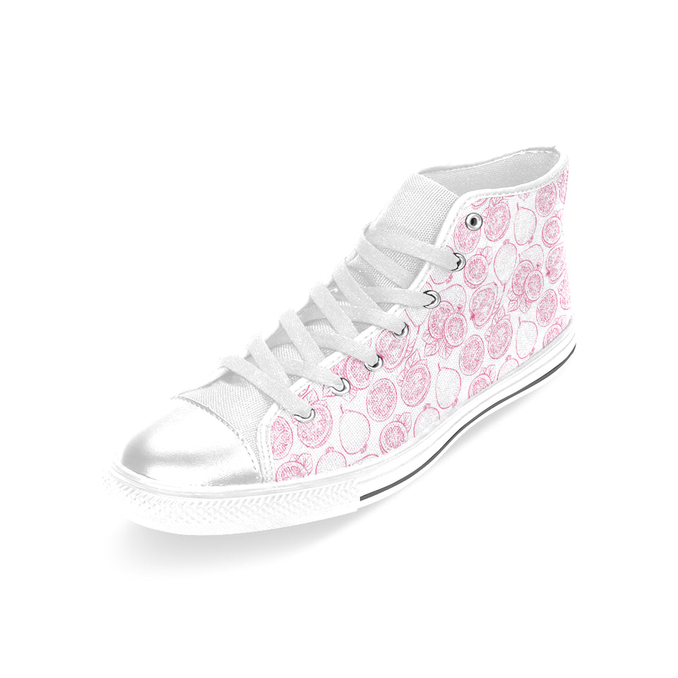 Sketch guava pattern Women's High Top Canvas Shoes White