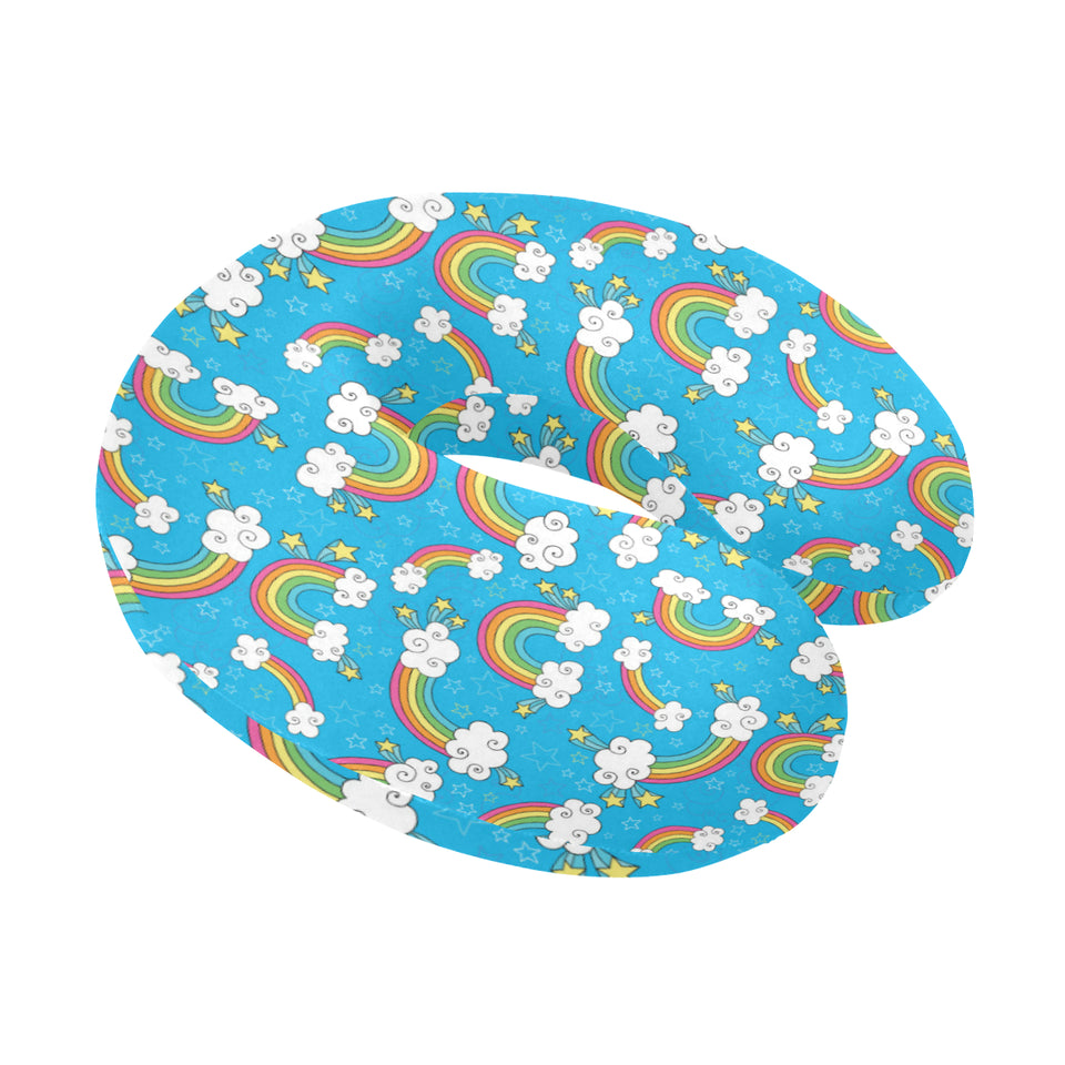 Rainbows Sky Clouds Pattern U-Shaped Travel Neck Pillow