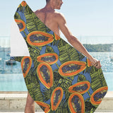 Colorful papaya tropical leaves Beach Towel