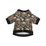 Skull rose humming bird flower pattern All Over Print Pet Dog Round Neck Fuzzy Shirt
